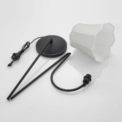 Lucande Binta Stoffstehleuchte, Vintage Silbergrau -Lucande 9639445 8