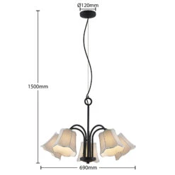 Lucande Binta Hängelampe, Fünfflammig, Silbergrau -Lucande 9639463 3