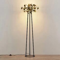 Lucande Glimmo LED-Stehleuchte, Schwarz, Messing -Lucande 9639495 4