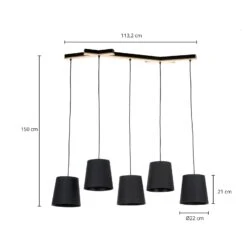 Lucande Thamila Hängeleuchte, Schwarz, Eiche -Lucande 9639622 4