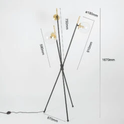 Lucande Sotiana Stehleuchte, 3 Glaskugeln, Messing -Lucande 9639635 3