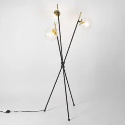 Lucande Sotiana Stehleuchte, 3 Glaskugeln, Messing -Lucande 9639635 4