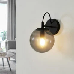 Lucande Sotiana Wandleuchte, Glaskugel, Schwarz -Lucande 9639636 2