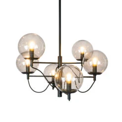 Lucande Sotiana Hängelampe, 6 Glaskugeln, Schwarz -Lucande 9639642 3