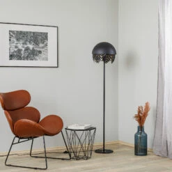 Lucande Aparas Stehlampe, Blattoptik, Schwarz-gold -Lucande 9639645 2