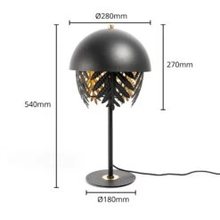 Lucande Aparas Tischlampe Blattoptik, Schwarz-gold -Lucande 9639646 3