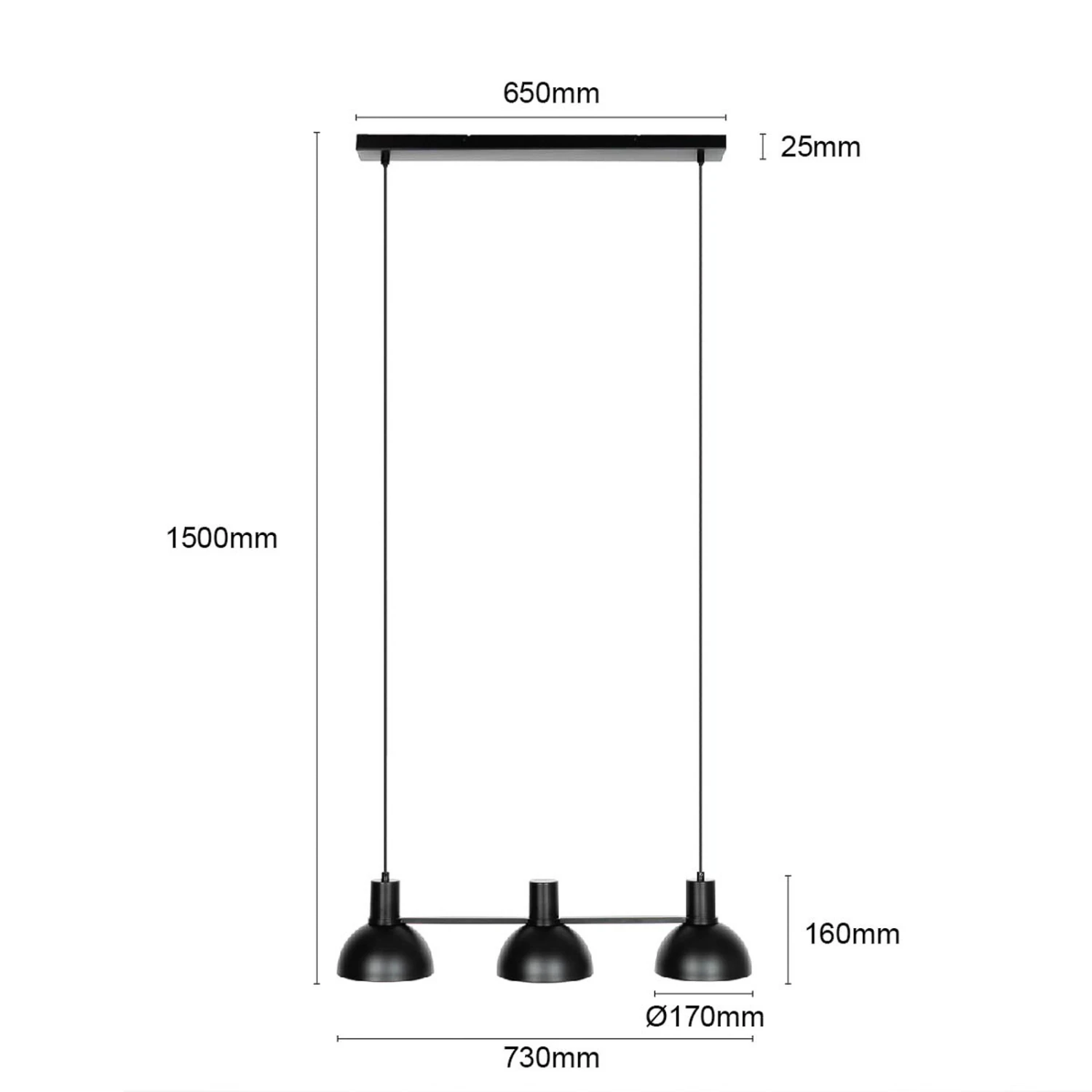 Lucande Mostrid Hängelampe, Schwarz, Dreiflammig 4 Lucande Mostrid Hängelampe, Schwarz, Dreiflammig – Bild 4