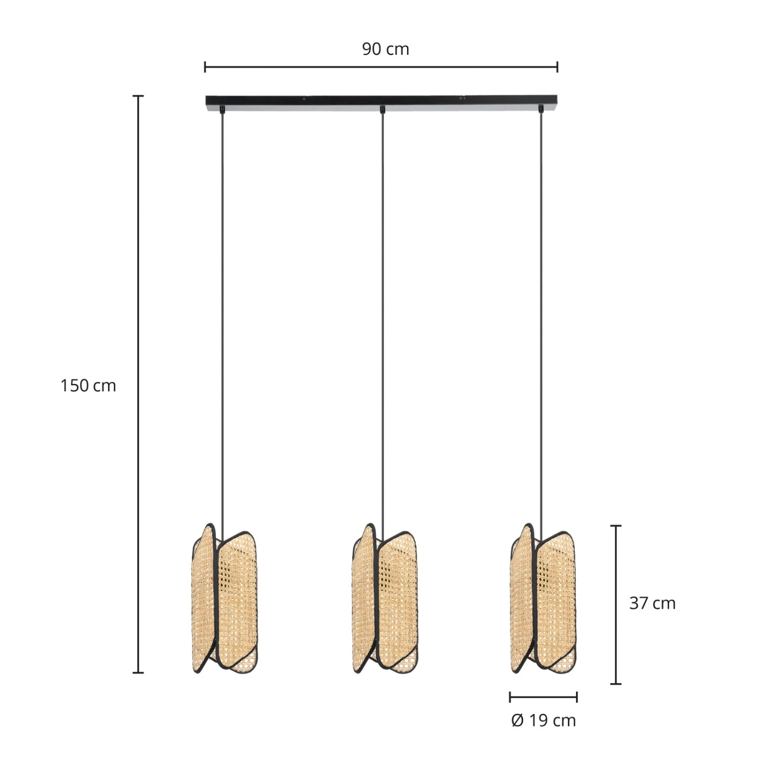Lucande Bassiola Hängelampe Aus Bambus, 3-flammig 4 Lucande Bassiola Hängelampe Aus Bambus, 3-flammig – Bild 4