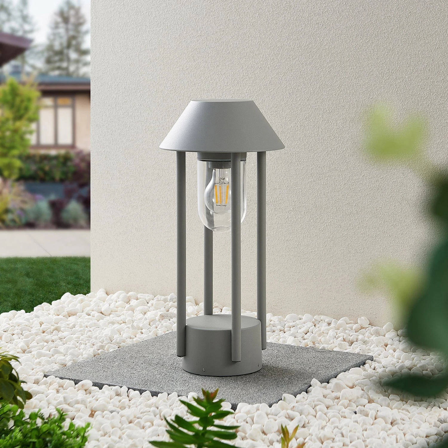 Lucande Olinum Sockelleuchte, Silbergrau 2 Lucande Olinum Sockelleuchte, Silbergrau – Bild 2