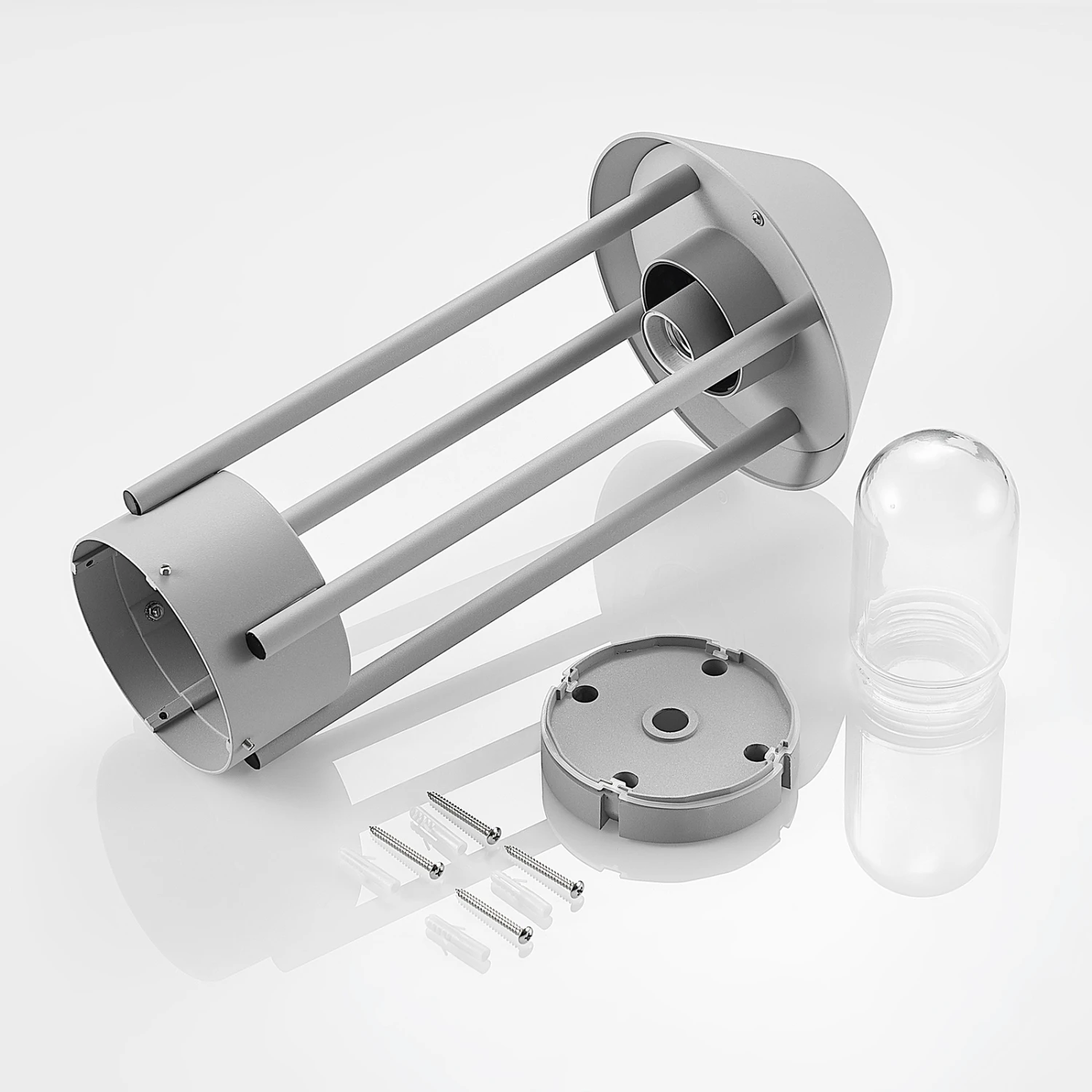 Lucande Olinum Sockelleuchte, Silbergrau 9 Lucande Olinum Sockelleuchte, Silbergrau – Bild 9