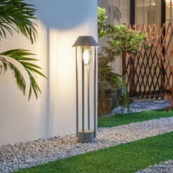 Lucande Olinum Wegeleuchte, Silbergrau