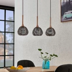 Lucande Tetira Hängelampe, 3-fl., Lang, Braun -Lucande 9920008 2