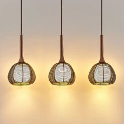 Lucande Tetira Hängelampe, 3-fl., Lang, Braun -Lucande 9920008 3