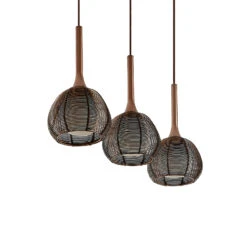 Lucande Tetira Hängelampe, 3-fl., Lang, Braun -Lucande 9920008 4