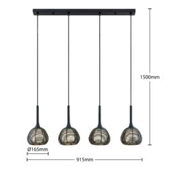 Lucande Tetira Hängelampe, 4-fl., Lang, Schwarz 15 Lucande Tetira Hängelampe, 4-fl., Lang, Schwarz -Lucande 9920009 6