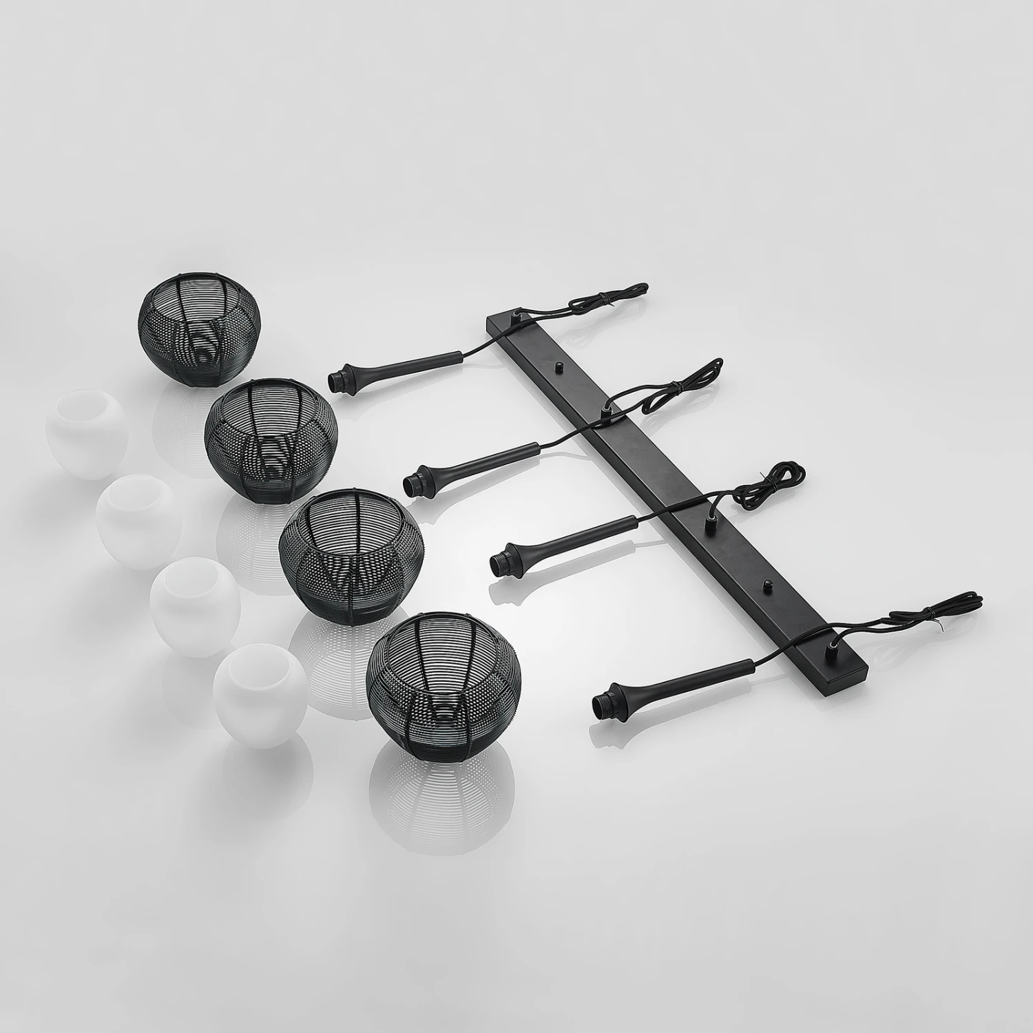 Lucande Tetira Hängelampe, 4-fl., Lang, Schwarz 8 Lucande Tetira Hängelampe, 4-fl., Lang, Schwarz – Bild 8