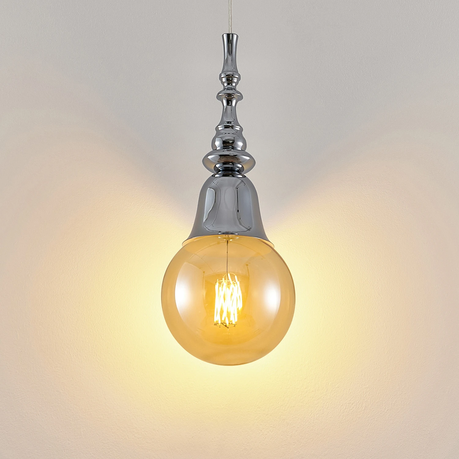 Lucande Gesja Pendellampe, Schirmlos, 1-fl., Chrom 4 Lucande Gesja Pendellampe, Schirmlos, 1-fl., Chrom – Bild 4