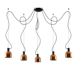 Lucande Serina Hängelampe, Fünfflammig Glas Kupfer -Lucande 9920035 5