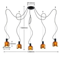 Lucande Serina Hängelampe, Fünfflammig Glas Kupfer -Lucande 9920035 6