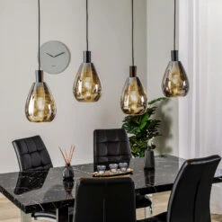 Lucande Marvelos Rauchglas-Hängelampe, Vierflammig