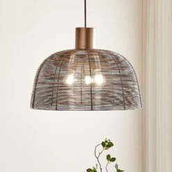 Lucande Biljana Käfig-Pendelleuchte, Braun, 50 Cm