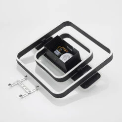 Lucande Linetti LED-Deckenlampe Eckig Schwarz 40cm -Lucande 9922015 8