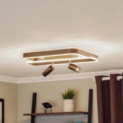 Lucande Stigla LED-Deckenleuchte, Eckig, Schwarz