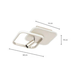 Lucande Tival LED-Deckenlampe, Eckig, 34cm, Nickel -Lucande 9922051 3