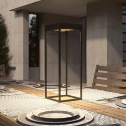 Lucande Lynzy LED-Solarleuchte, Schwarz, 58,3 Cm