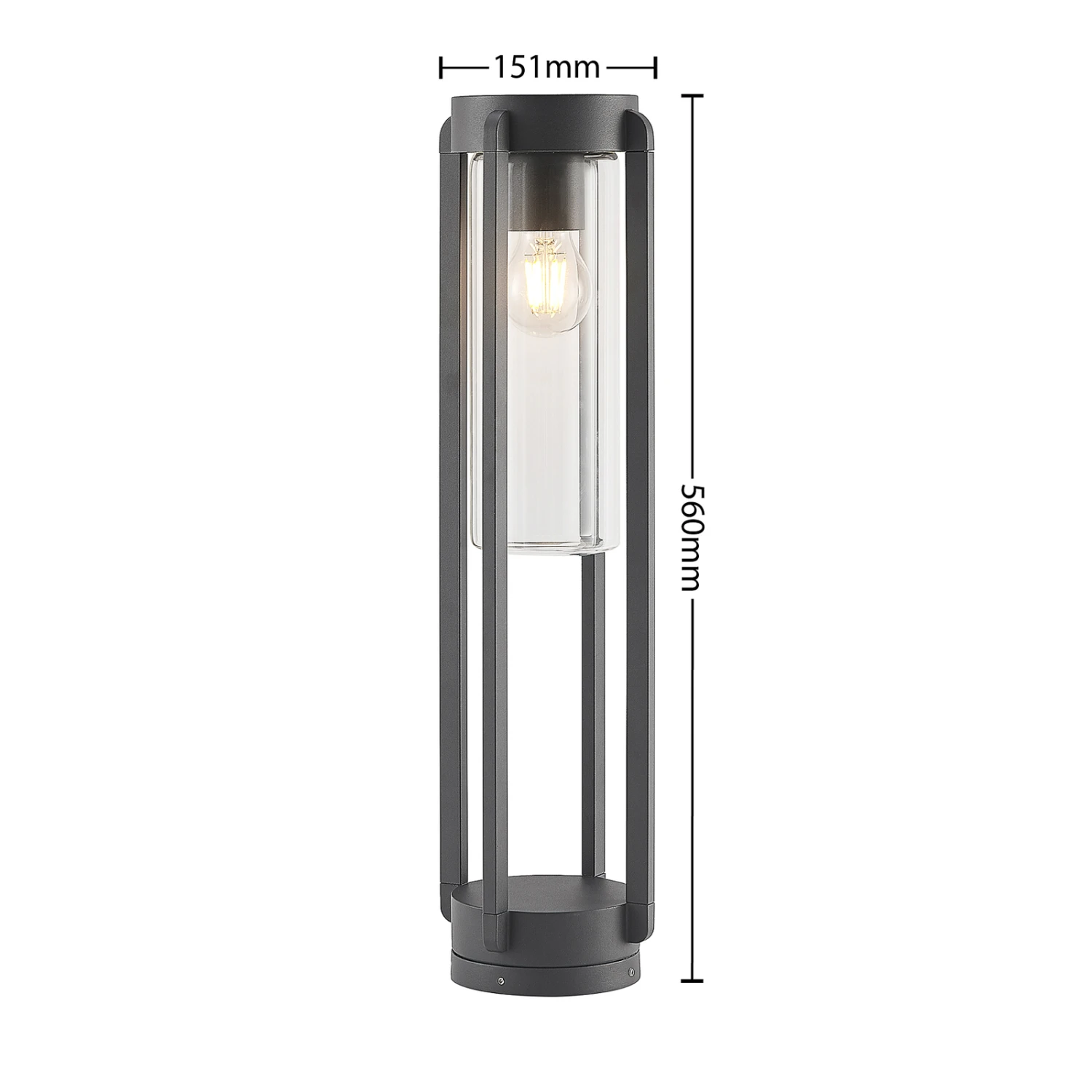 Lucande Tiras Sockelleuchte, Dunkelgrau, 56 Cm 4 Lucande Tiras Sockelleuchte, Dunkelgrau, 56 Cm – Bild 4