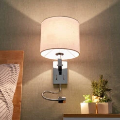 Lucande Taron Stoff-Wandlampe Mit Leselicht -Lucande 9976090 4