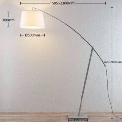 Lucande Bogenstehlampe Nevika, Weißer Textilschirm 11 Lucande Bogenstehlampe Nevika, Weißer Textilschirm -Lucande 9976120 2