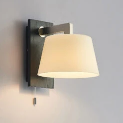 Lucande Rhea Wandleuchte Mit Schwarzem Holz -Lucande 9976132 6