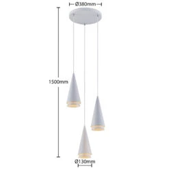 Lucande Naoh Hängeleuchte Rondell, 3-flg., Weiß -Lucande 9976152 5