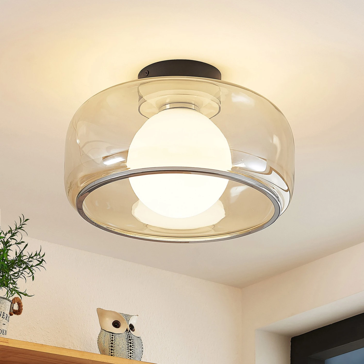 Lucande Tellima LED-Deckenleuchte, Cognacfarben 1 Lucande Tellima LED-Deckenleuchte, Cognacfarben